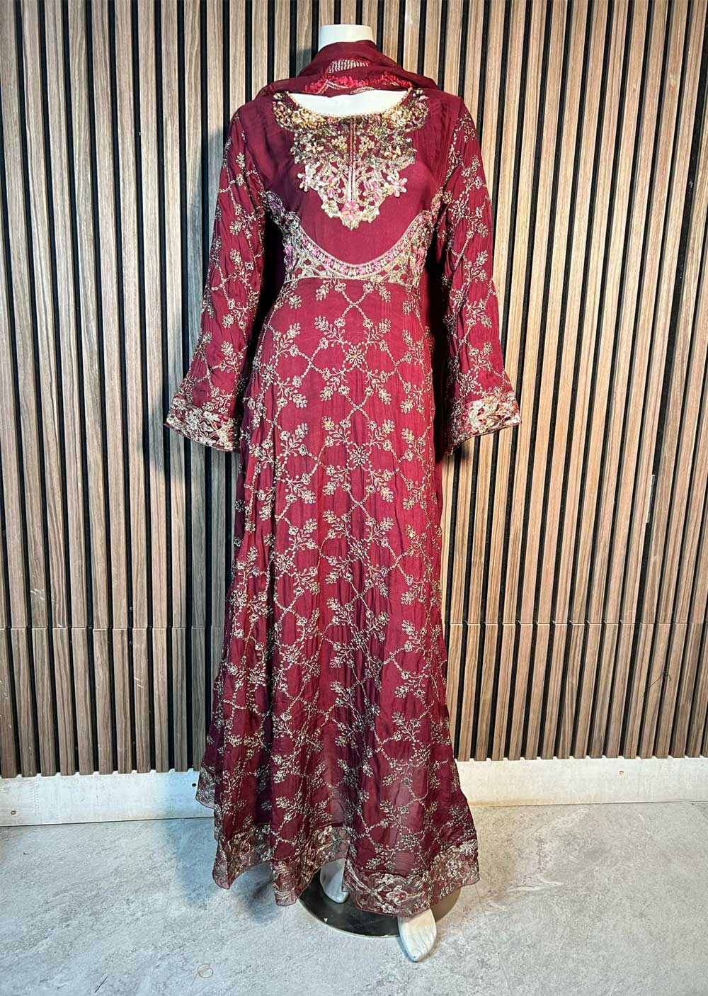 maroon maxi dress online india Shop Maroon Art Silk Foil Printed Maxi Dress Festive Wear in India