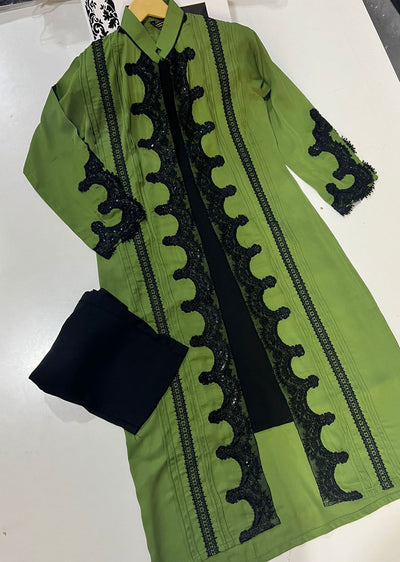 SJ-154 Green Readymade Modest Georgette Outfit - Memsaab Online