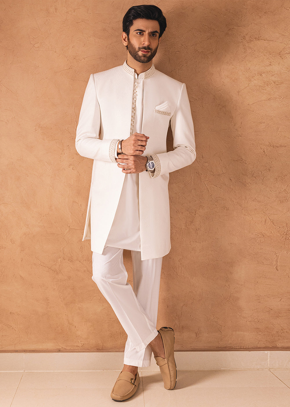 GS 5069 Offwhite Readymade Mens Open Sherwani 2024