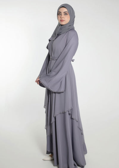 DSL-04 Shaista- Grey Abaya - Memsaab Online