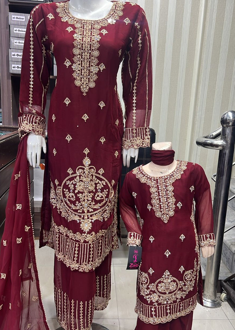 SHAZ1798 - Readymade - Chiffon - Mummy n Me Outfit – Memsaab SHAZ1798 - Readymade - Chiffon - Mummy n Me Outfit – Memsaab