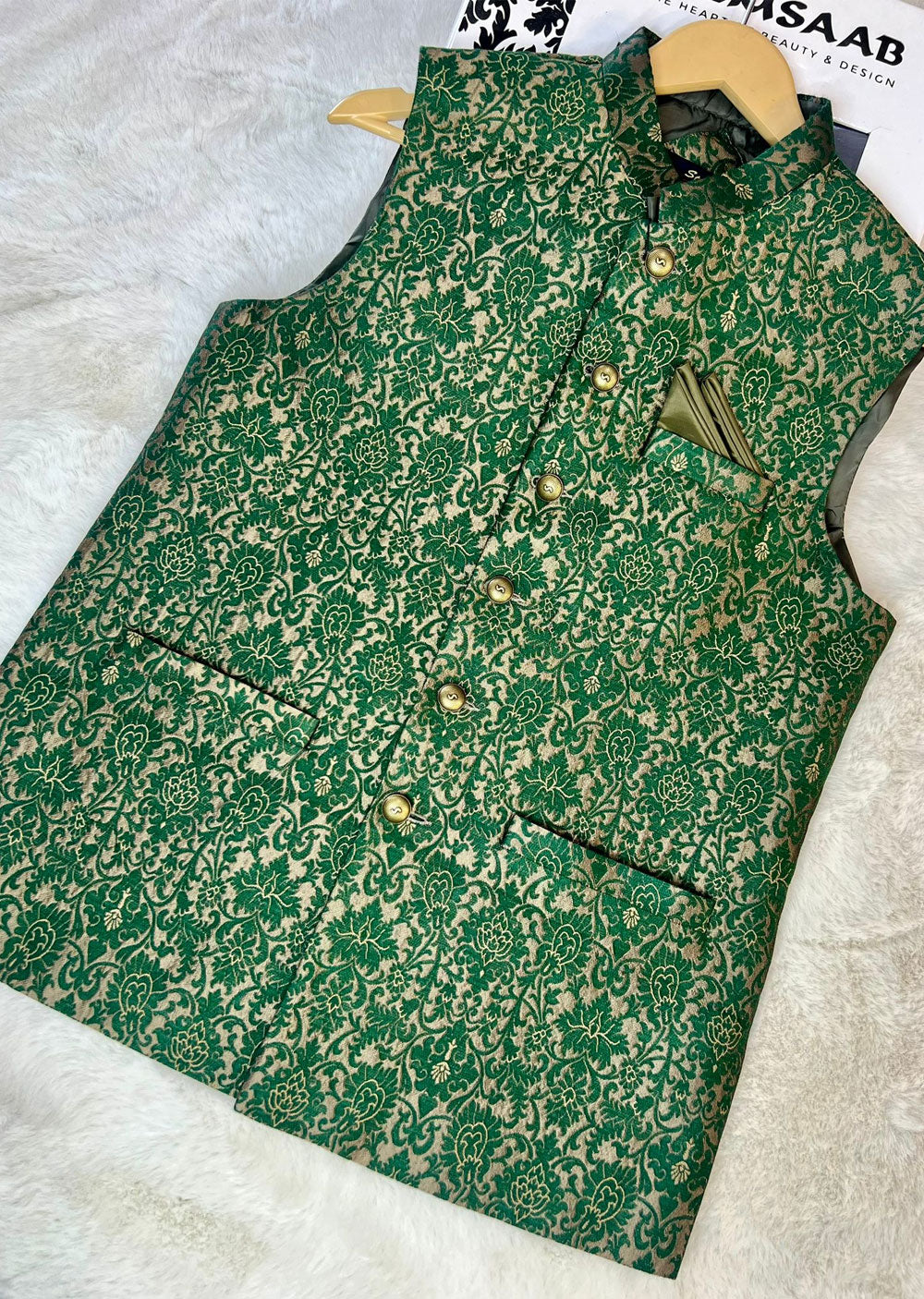 Jamawar H And M Boys Waistcoat W-2249 Mens Premium Jammawar Waistcoat