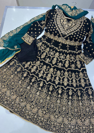 SHAZ6555 Black Readymade Chiffon Dress - Memsaab Online