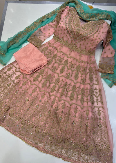 SHAZ6555 Pink Readymade Chiffon Dress - Memsaab Online
