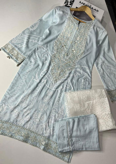 HSS-68 Light Blue Readymade Cotton Suit - Memsaab Online