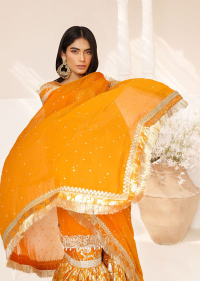 SRB905 Nazzar Orange Ghararah Outfit by Sehrish B - Memsaab Online