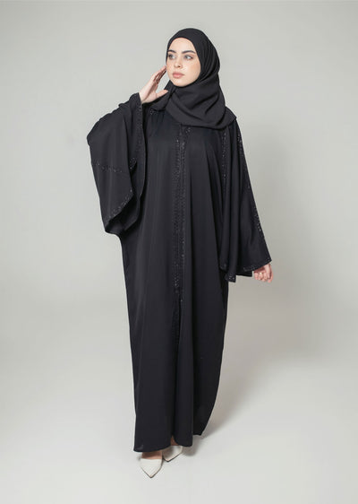 DSL-08 Laraib - Black Jacket Style Abaya Set - Memsaab Online