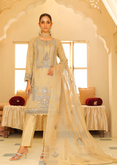 KLD325 / KLD 1030 Nifa - Gold Readymade Cotton net suit - Memsaab Online