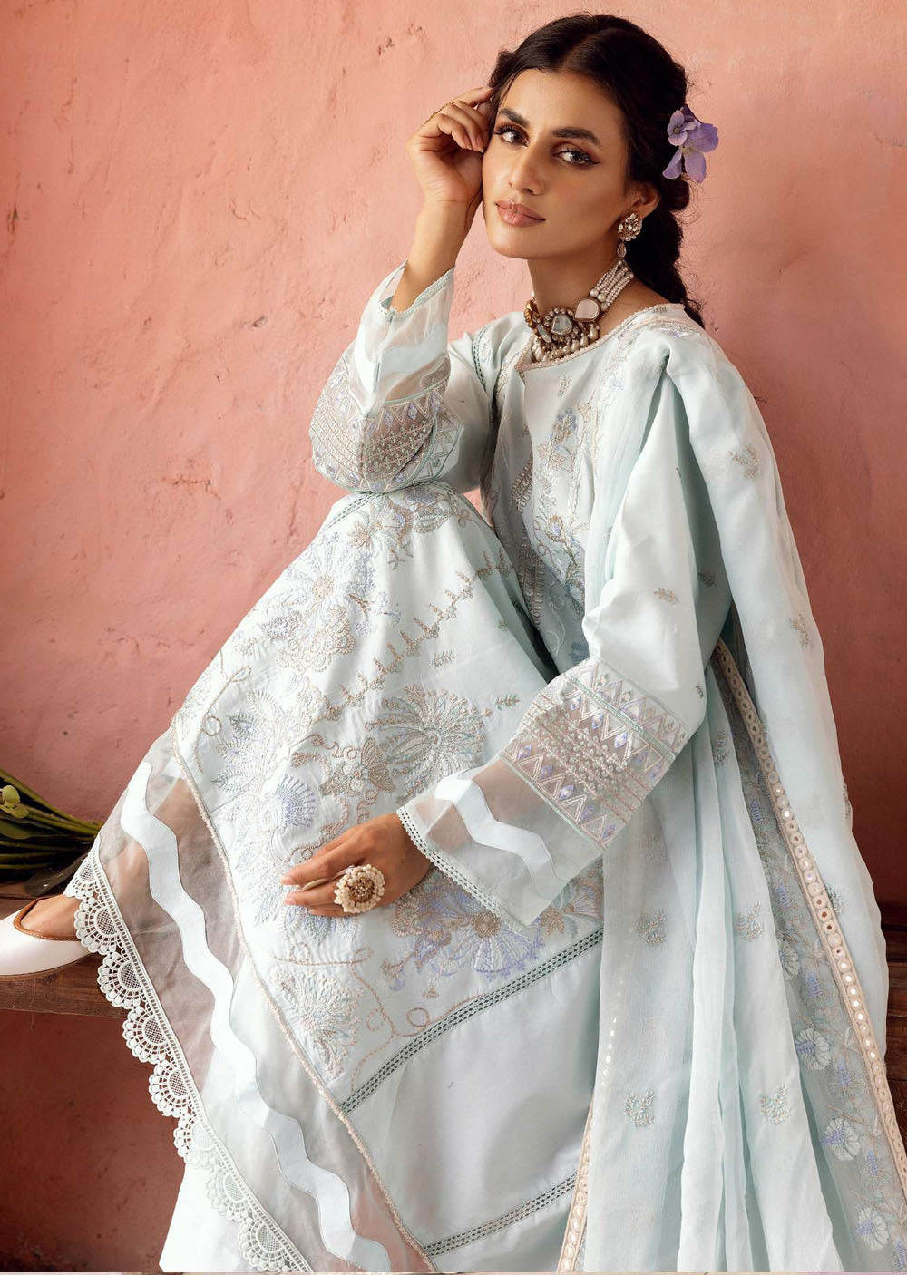 AHU - Unstitched - Brocade Embroidered Lawn Collection 2023 - Memsaab Online