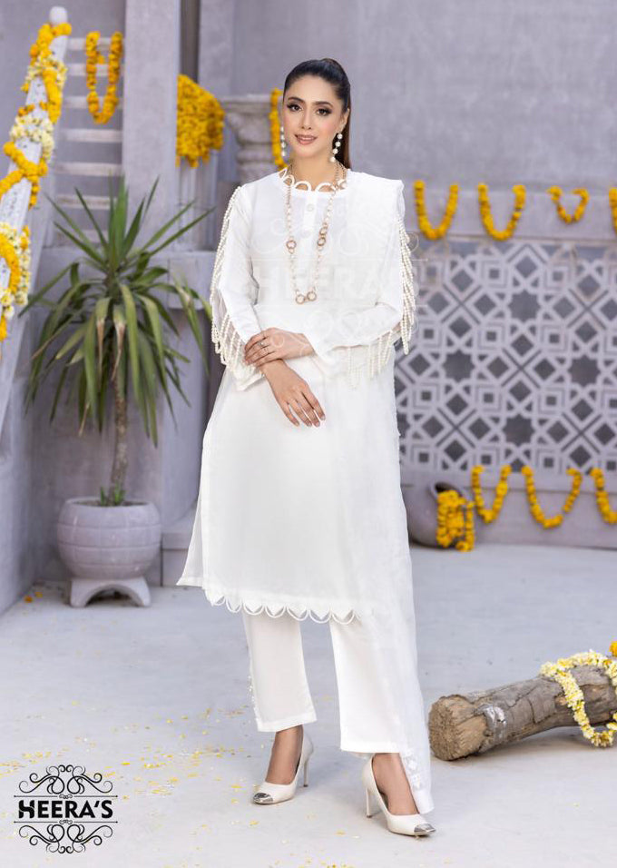 HSS-40 Readymade White Lawn Suit â Memsaab