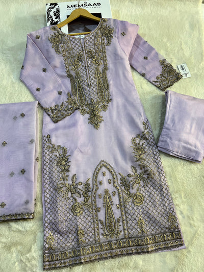 KLD324 Myra - lilac Readymade Cotton net suit - Memsaab Online