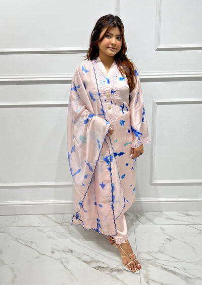 RGZ3002 Readymade Peach Hania Silk Outfit - Memsaab Online