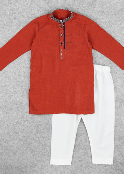 SPL1005 Readymade Orange Boys Kurta Pajama - Memsaab Online