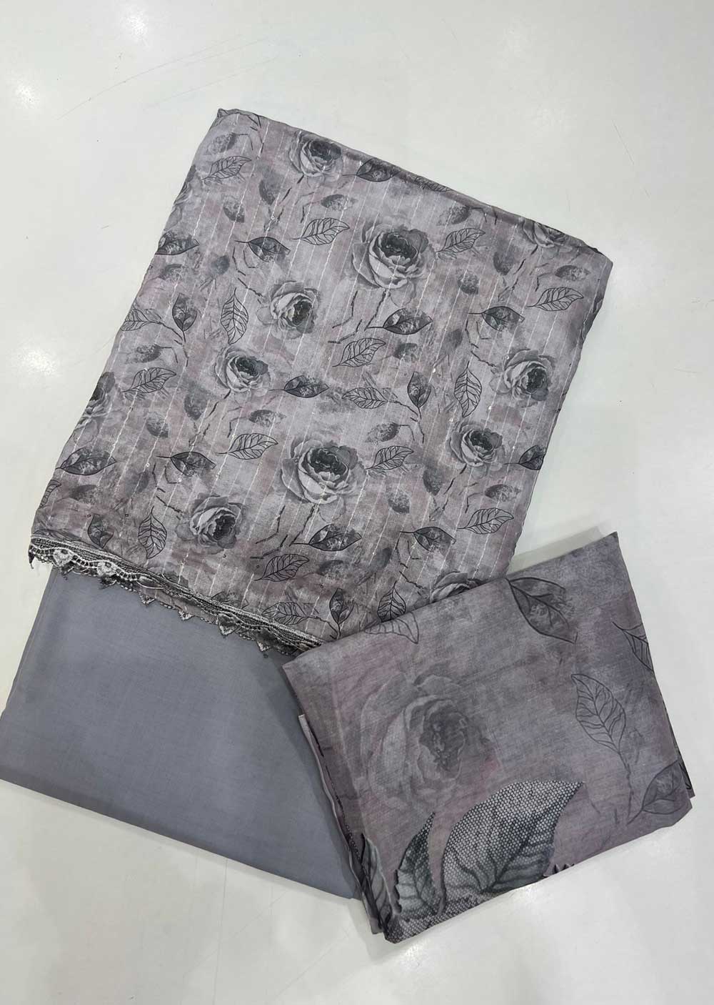 ATQ77715 Unstitched Grey Cotton Suit Memsaab