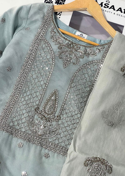 KLD325 / KLD 1030 Nifa - Grey Readymade Cotton net suit - Memsaab Online