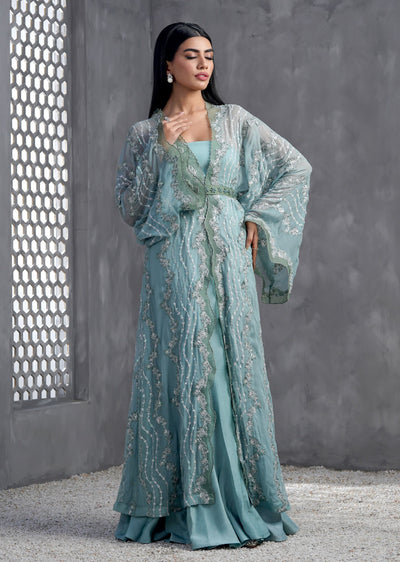 LIAN - Readymade Embroidered Kaftan Style Suit - Memsaab Online