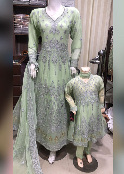 SHAZ6560 Mint Readymade Mother & Daughter Dress - Memsaab Online