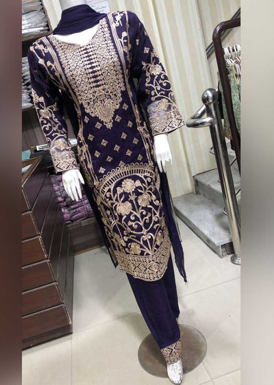 SHAZ6576 Purple Readymade Suit - Memsaab Online