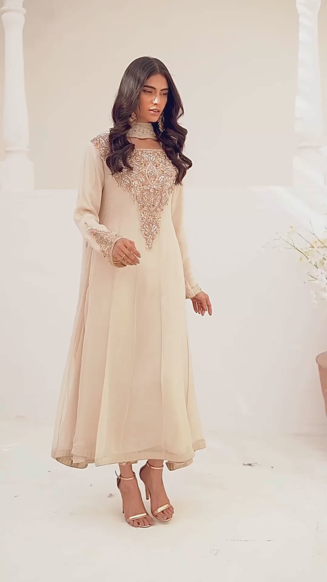 SRB906 Rehana- Gold Maxi Outfit by Sehrish B