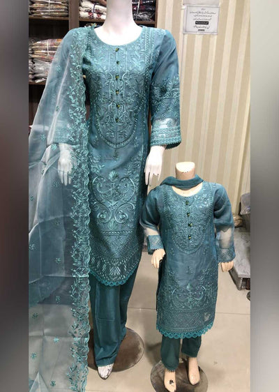 SHAZ6574 Teal Readymade Mother & Daughter Dress - Memsaab Online