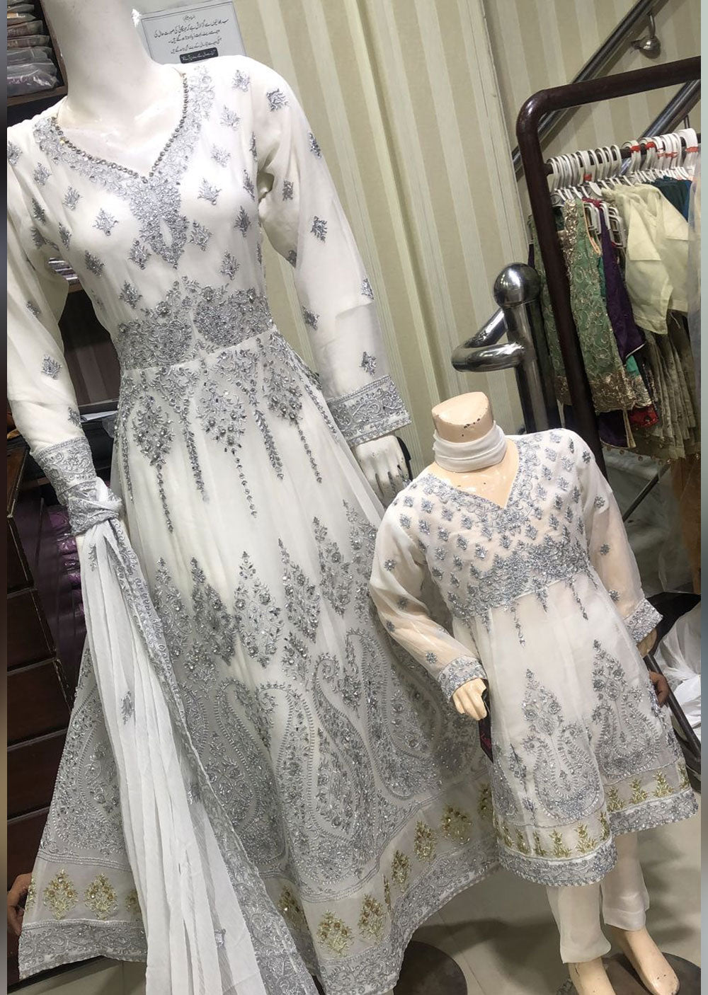 SHAZ6560 White Readymade Mother & Daughter Dress - Memsaab Online