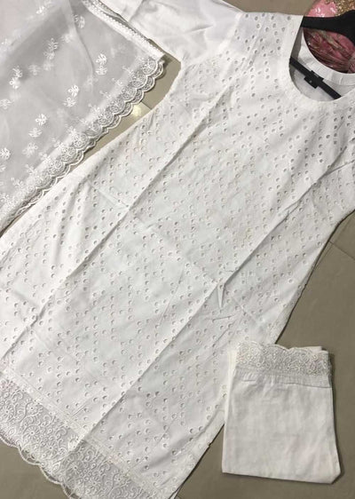BP1011 White Readymade Cotton Suit - Memsaab Online