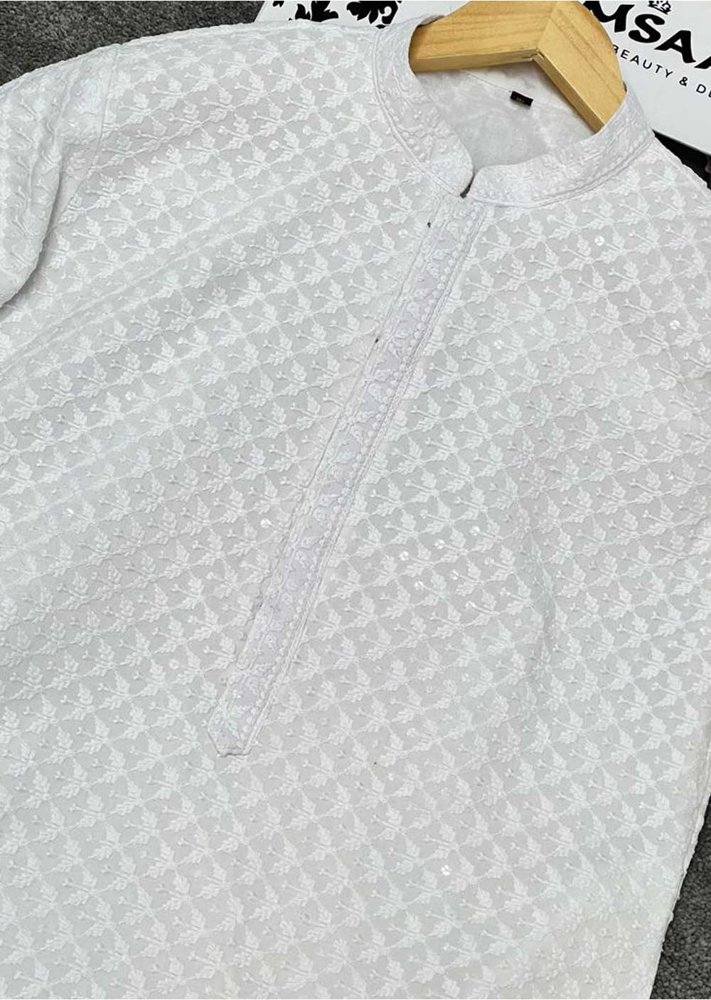 WTH15001 White Mens Kurta Pajama Set - Memsaab Online