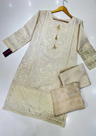KLD118 Gold Readymade Winter Cotton Net Suit - Memsaab Online