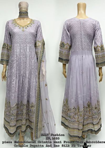 RMW-1280 Lilac Fancy Chiffon Dress - Memsaab Online