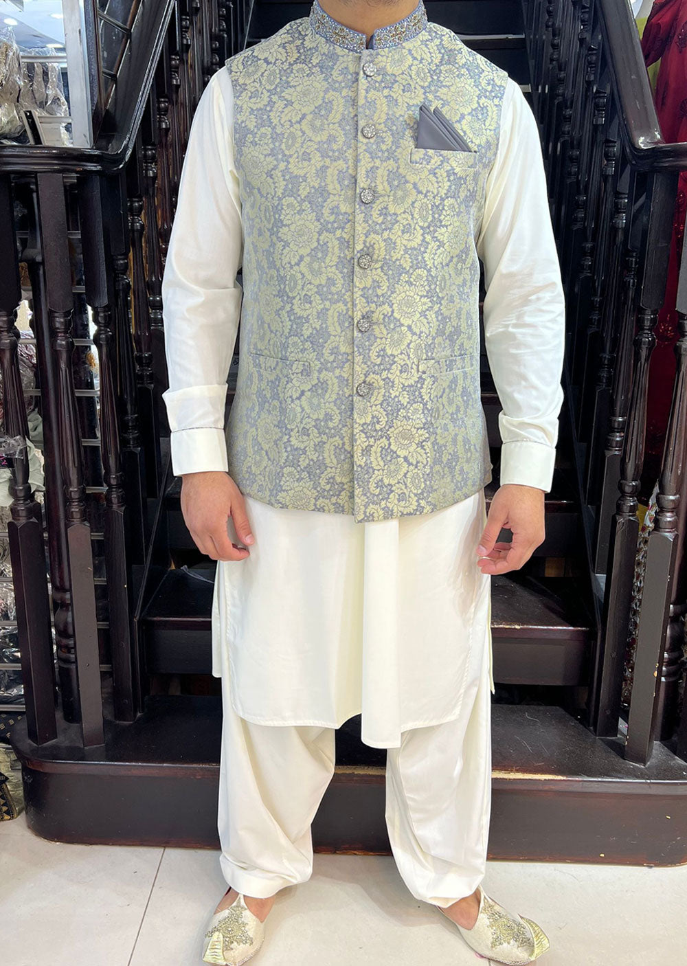 Shalwar kameez best sale men with coat