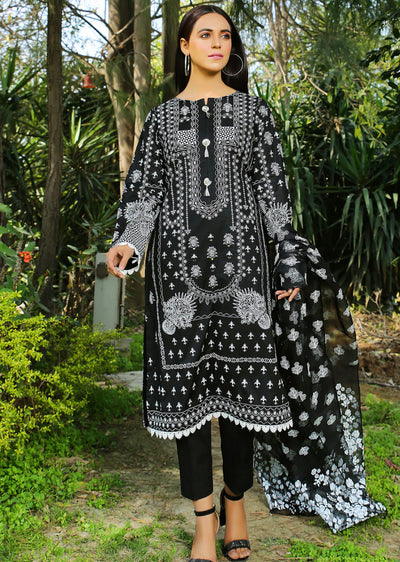MDM102 - Madame Black Readymade Cotton lawn Suit - Memsaab Online