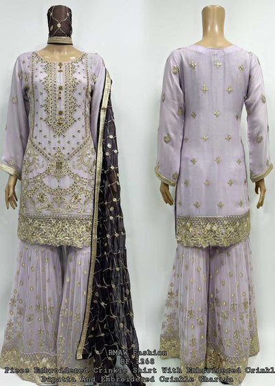 RMW-1268 Purple Readymade Chiffon Suit - Memsaab Online