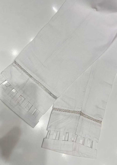 DXT409 White Cotton Trousers - Memsaab Online