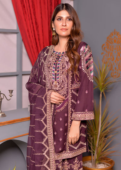 PS0396 Mehreen Readymade Purple Ghararah Suit - Memsaab Online