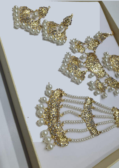 MEHAK Gold - Aari Gold Plated Necklace Set with Fresh Water Pearls - Memsaab Online