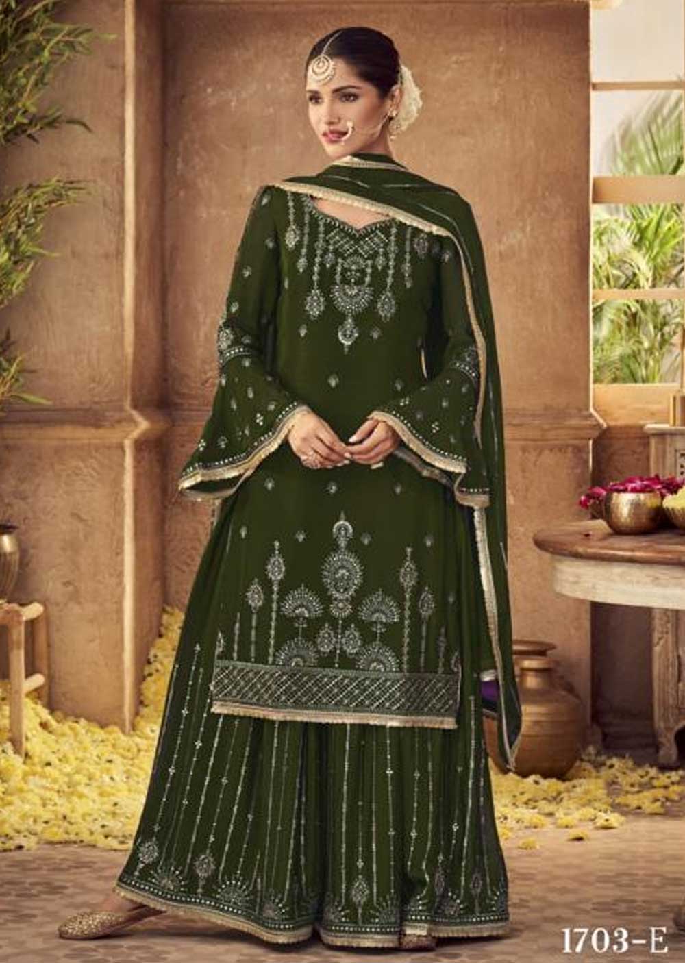 D 1703 D Unstitched Plazo Suits by Glossy 2023 Memsaab