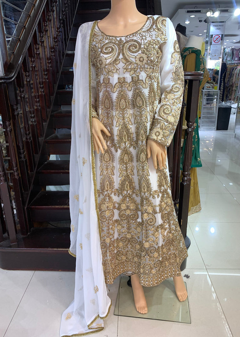 NR8119 Pari Readymade White Long Dress