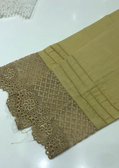ZAT111 Gold Embroidered cotton trouser - Memsaab Online