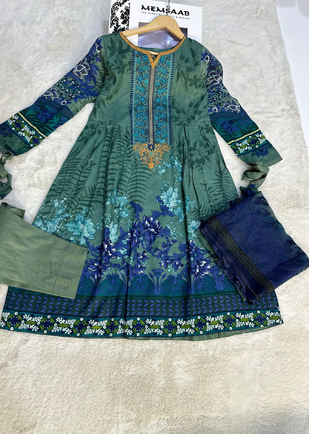 AMT47002C2 - Readymade Lawn Suit - Memsaab Online