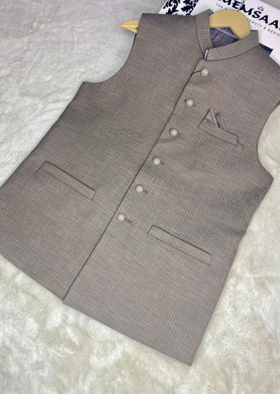 W-2332 Mens Beige Premium Waist Coat - Memsaab Online