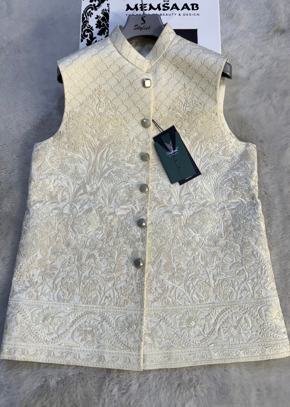 GS-5075 Readymade Elegant Embroidered Waistcoat 2025 - Memsaab Online