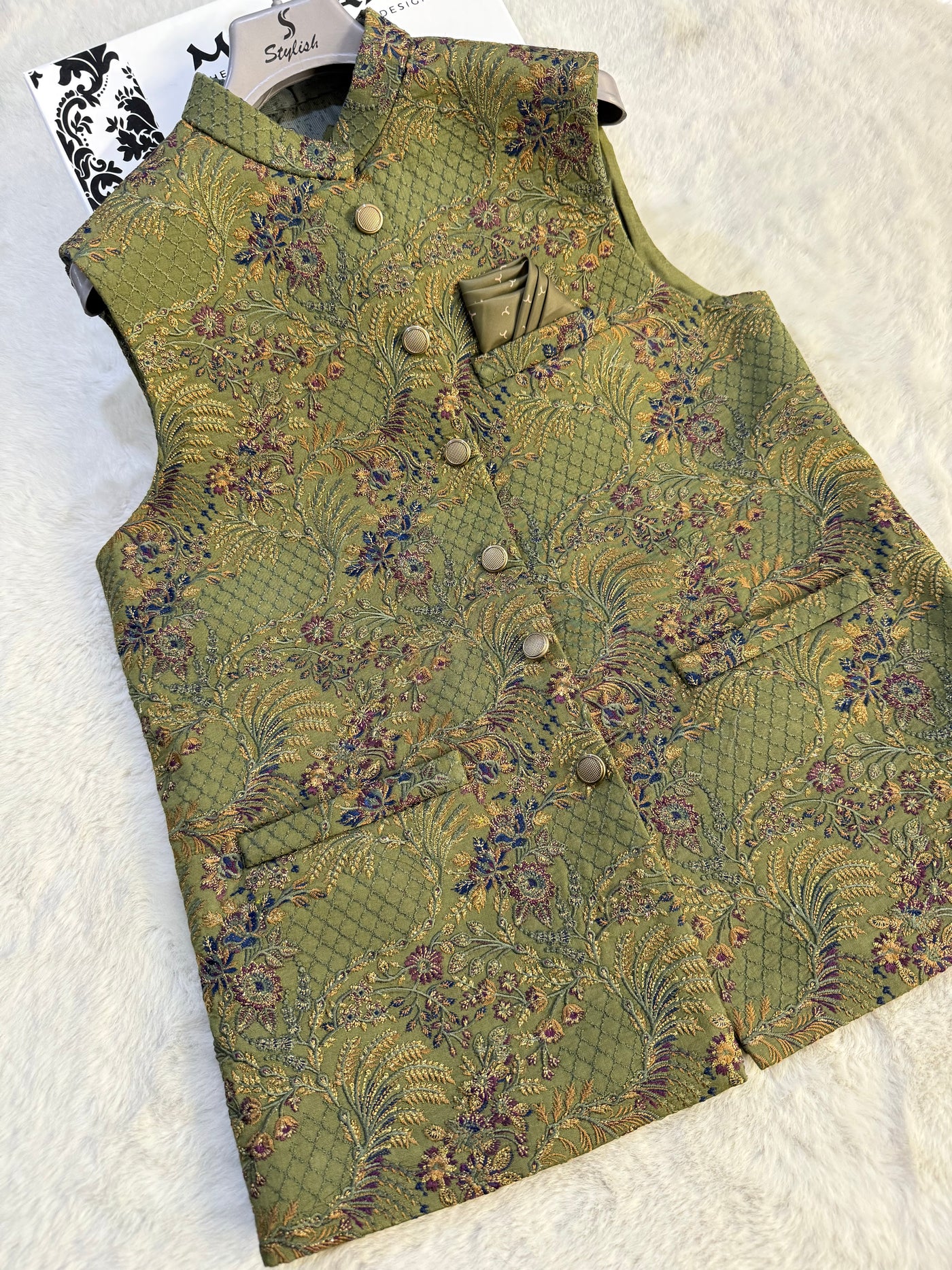 GS-5074 Readymade Elegant Embroidered Waistcoat 2025 - Memsaab Online