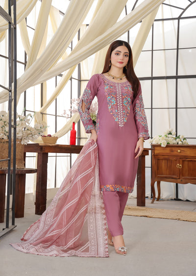 HK248 - Pink Readymade Mummy & Me Linen Suit - Memsaab Online