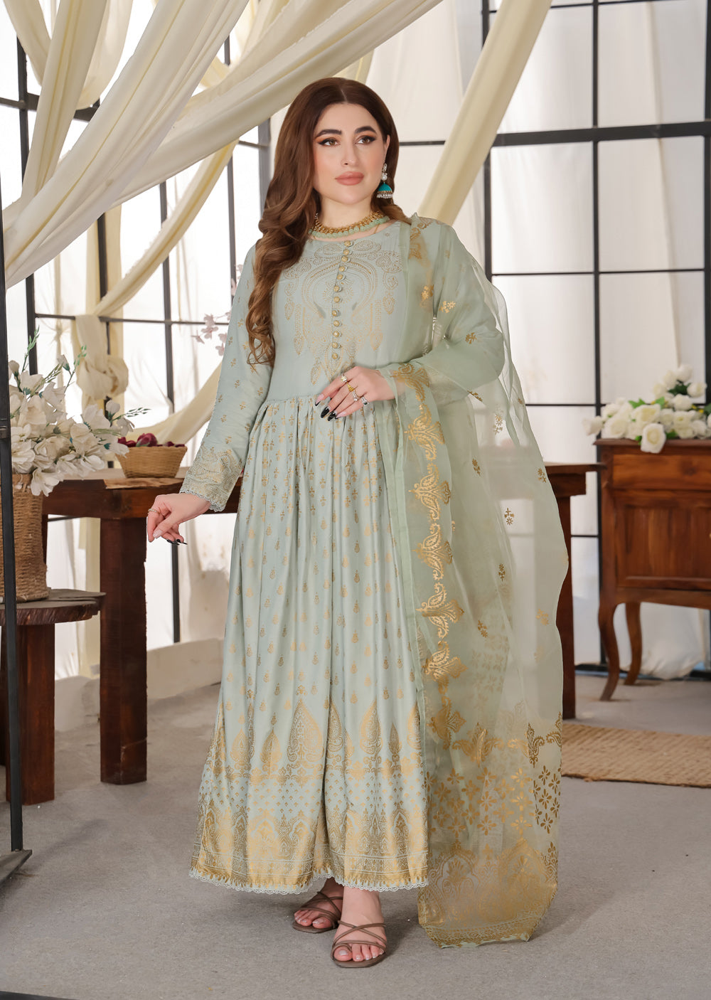 HK245 Gavinchi -Mint Readymade Mother & Daughter Dress - Memsaab Online