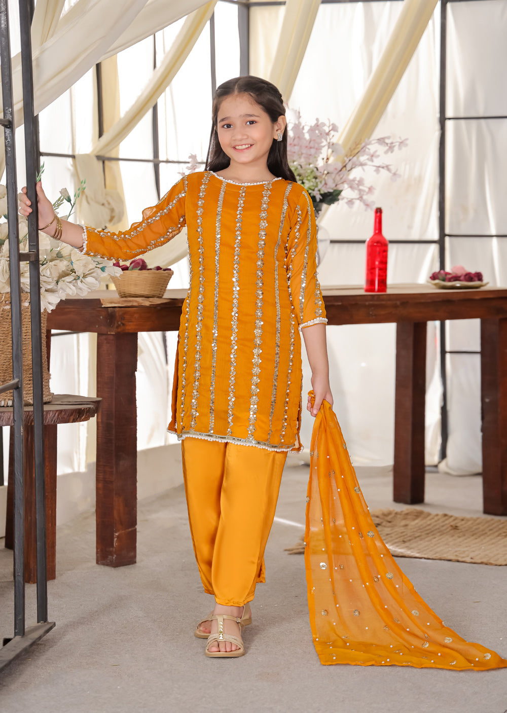 HK260 Zilla - Orange Readymade Mummy n Me Outfit - Memsaab Online