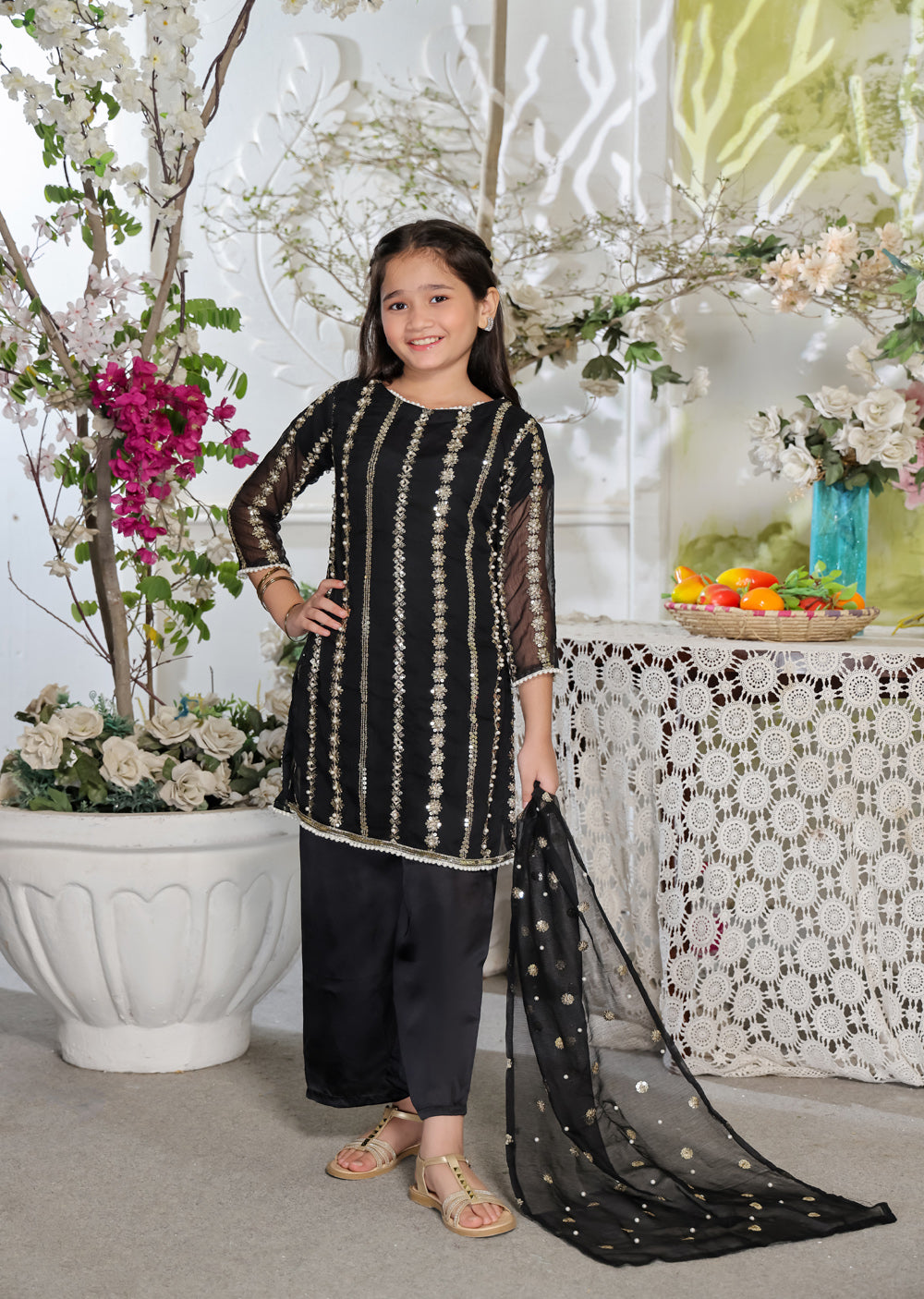 HK260 Zilla - Black Readymade Mummy n Me Outfit - Memsaab Online