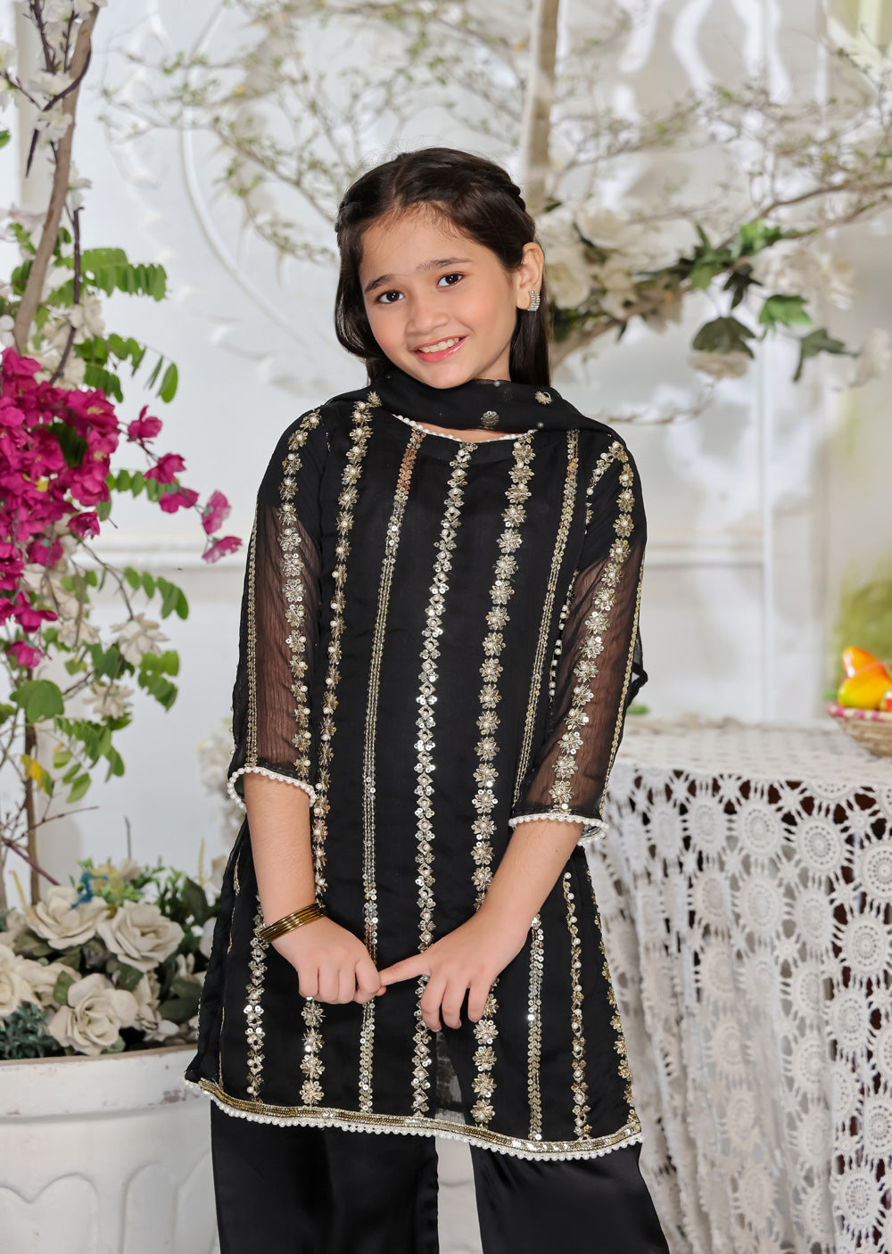 HK260 Zilla - Black Readymade Mummy n Me Outfit - Memsaab Online