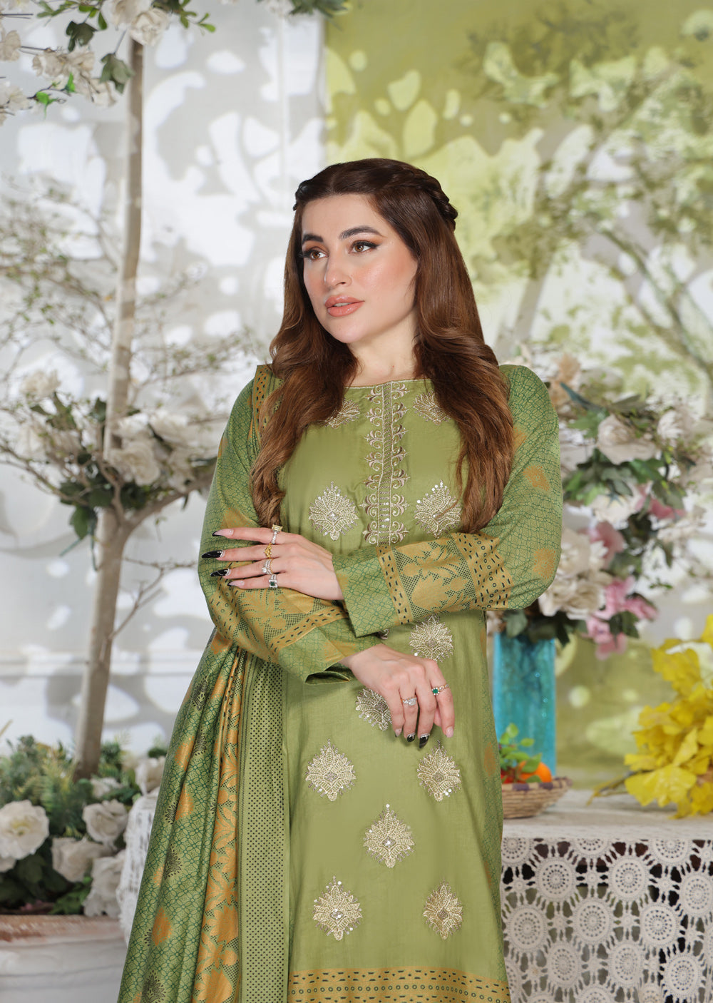 AMT470011 - Readymade Lawn Suit - Memsaab Online