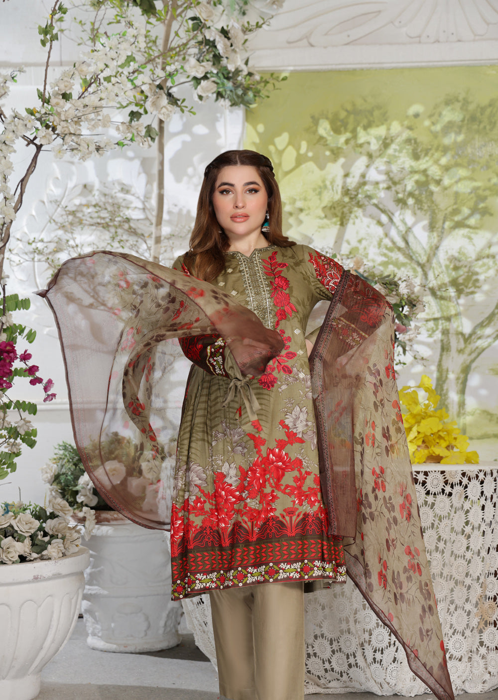 AMT470014C1 - Readymade Lawn Suit - Memsaab Online