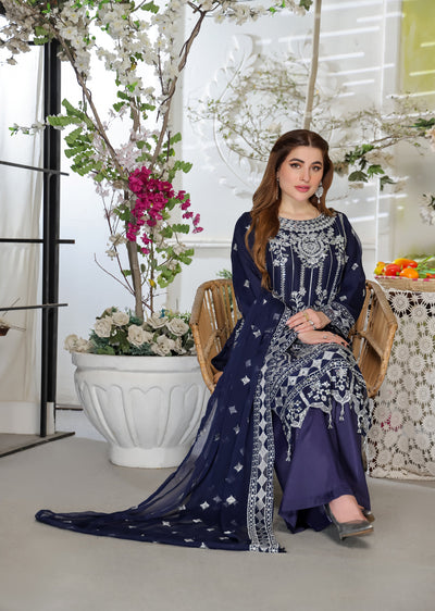 SLM605 Annie - Readymade Navy Chiffon Outfit - Memsaab Online